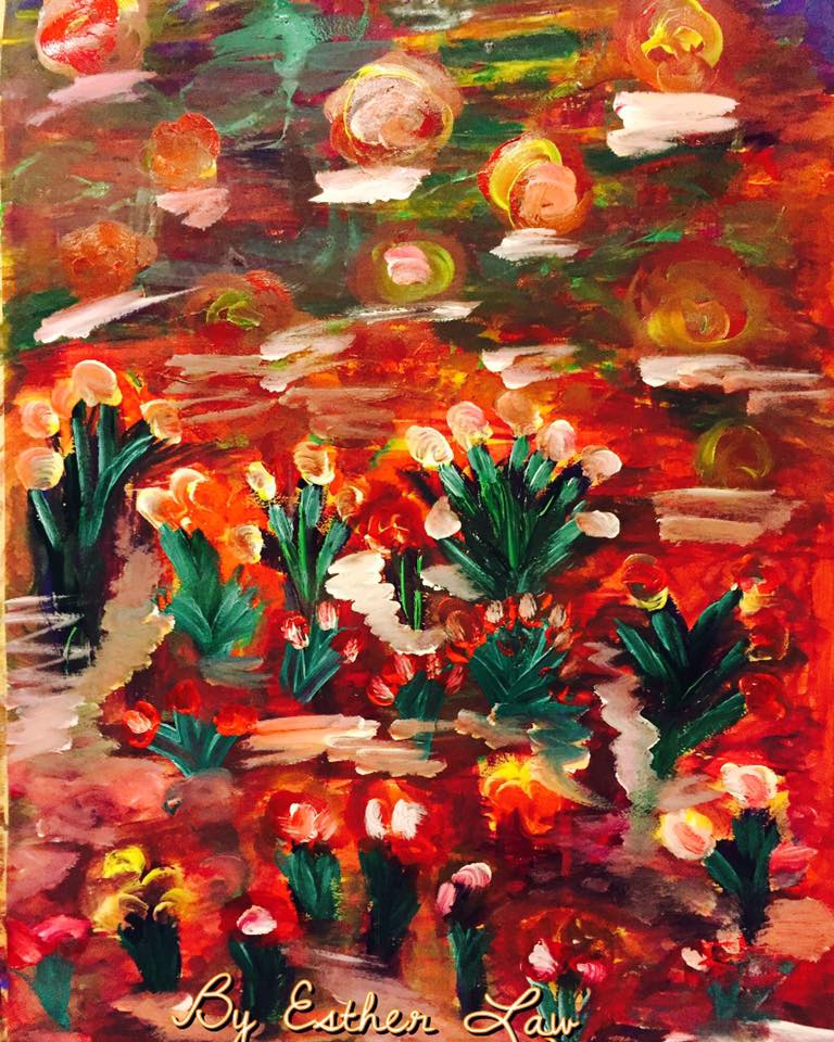 Intuitive Painting by Esther Law, Flower Garden